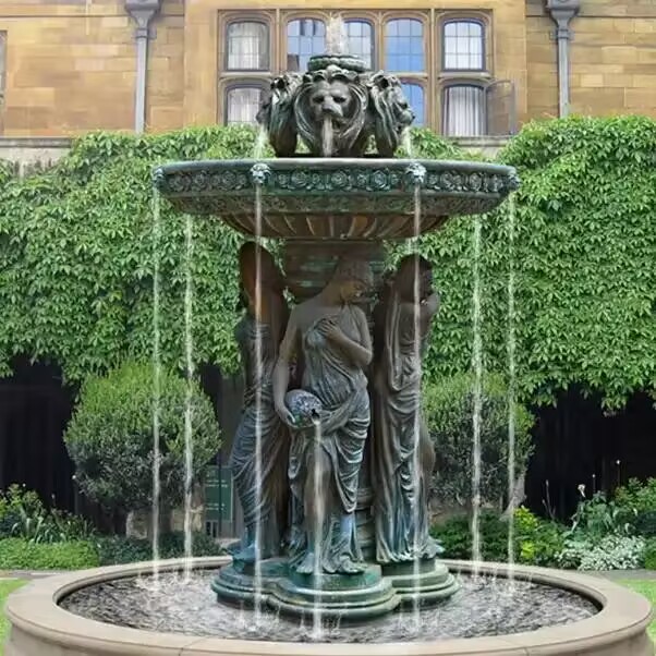 ladies and lions Patina bronze fountain 2