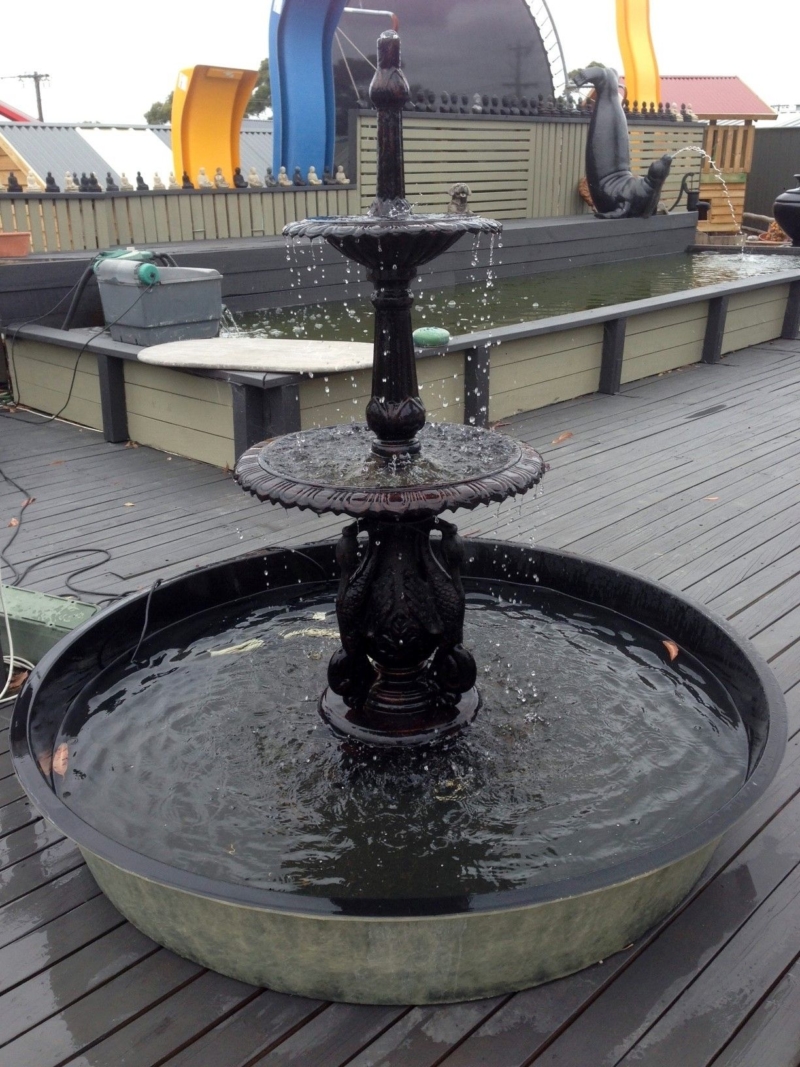 large outdoor metal fountain