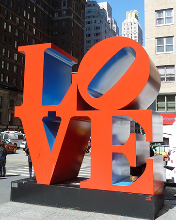 love sculpture stainless font