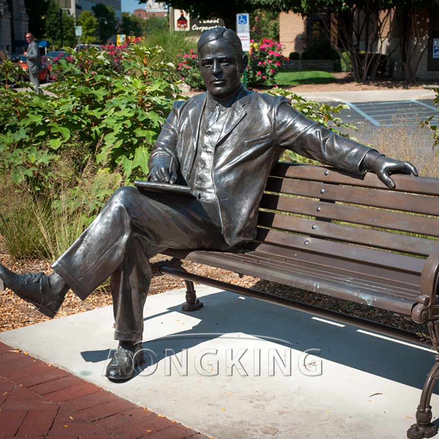 Sitting man bronze statue