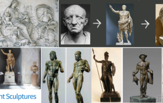 Ancient sculptures of life-size famous figure