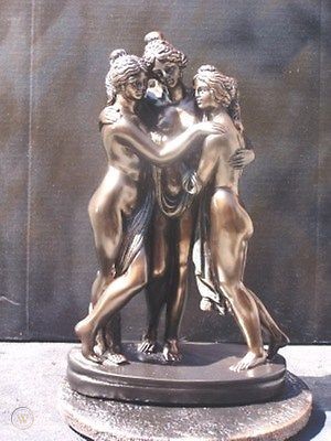 Bronze Three Graces nude sculpture