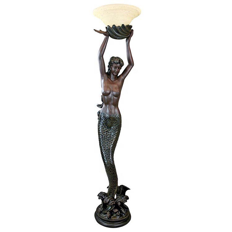 Bronze mermaid lamp