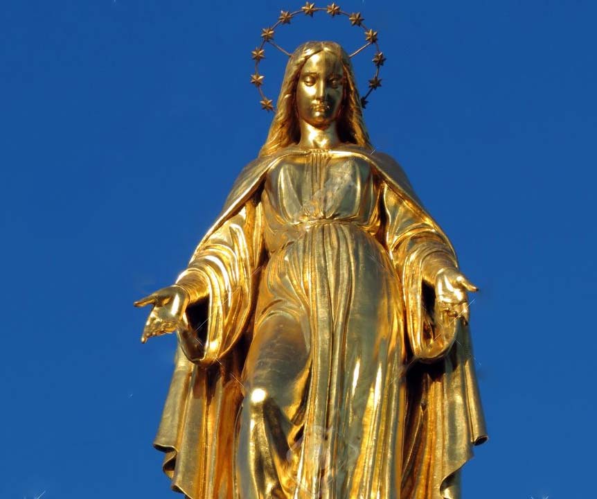 GOLD COLOR statue of mary