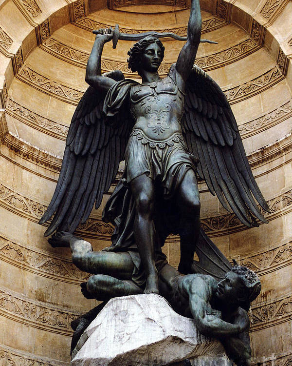 Paris saint Michael archangel statue