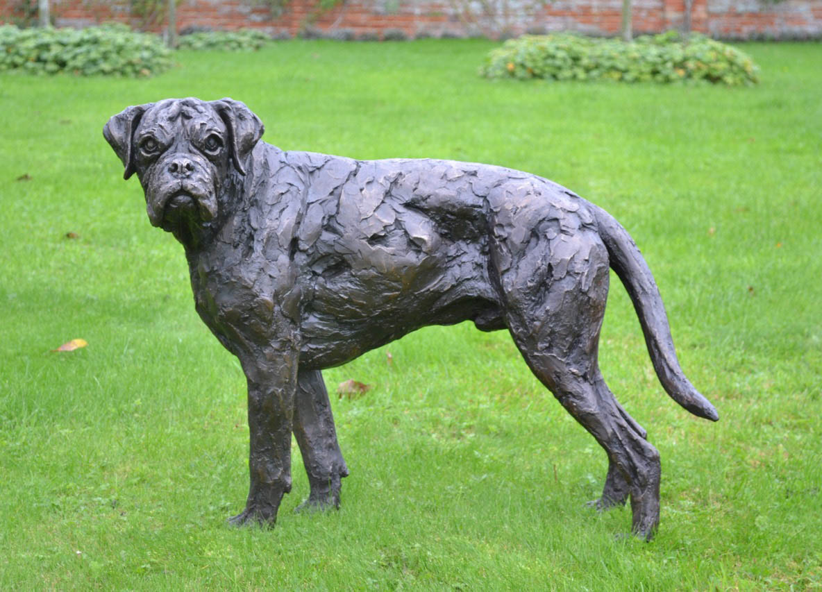 Standing Boxer dog sculpture - Tanya Russell Dog Statue