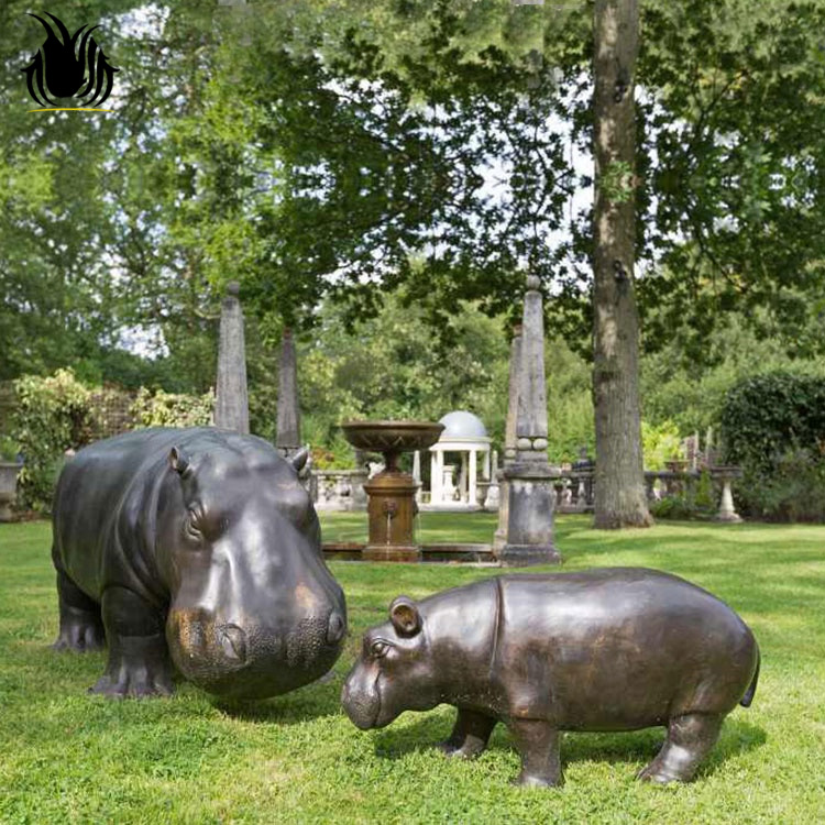 bronze garden hippopotamuses