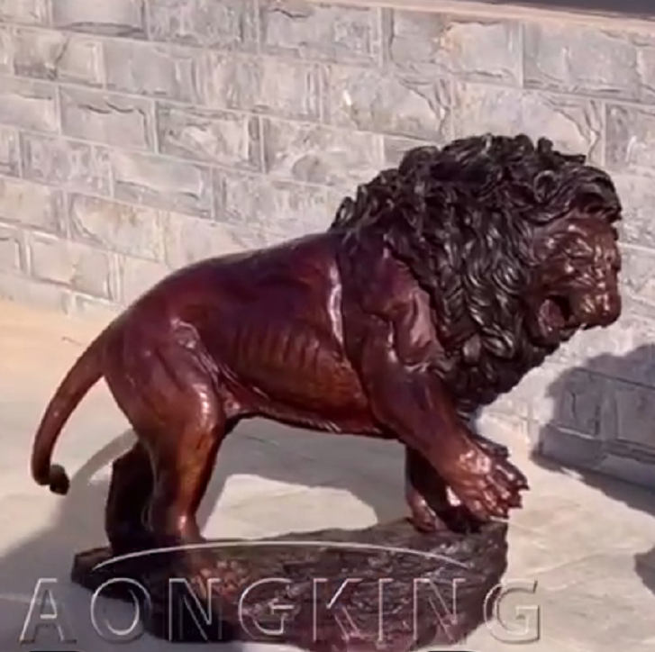 antique bronze lion, patina color