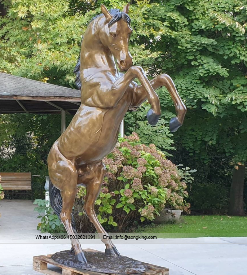 bronze rearing horse statue