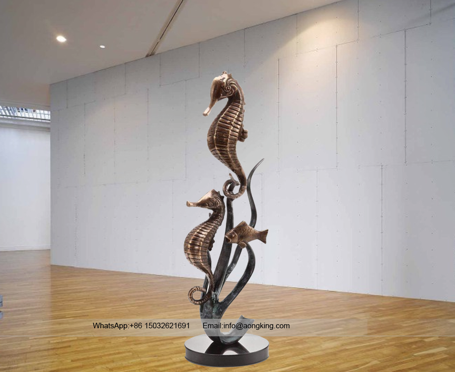 bronze seahorse sculpture