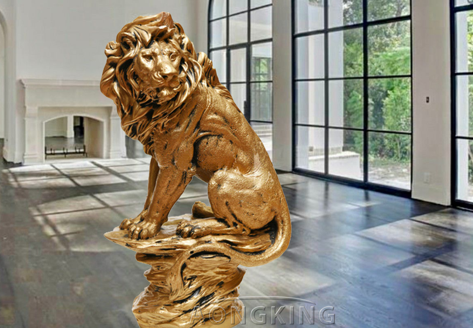 gold lion statue