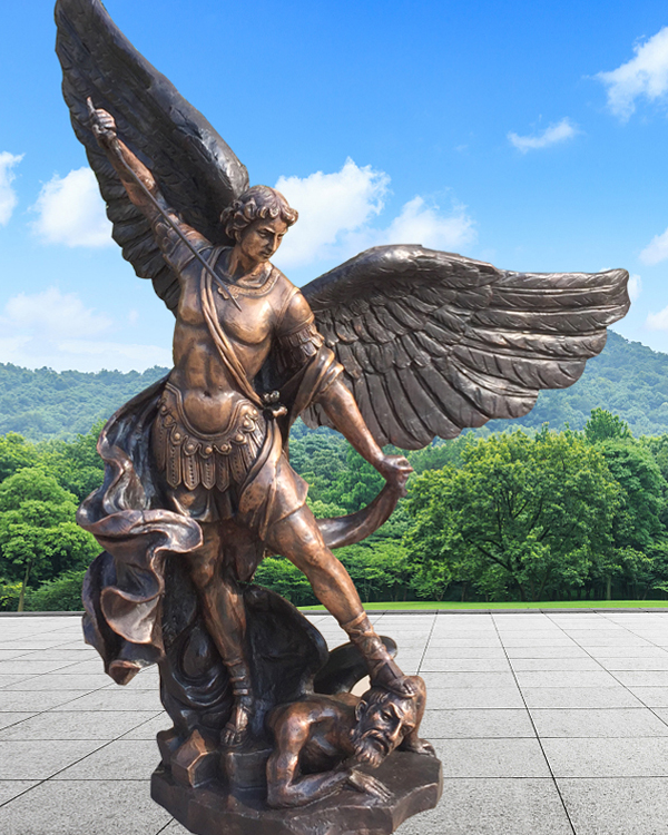 st michael the archangel statue in garden
