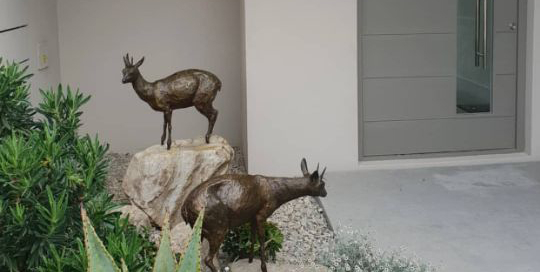 African Animal Pair Of Deer Bronze Statue For Yard Ornament