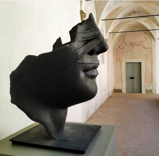 Abstract Large Broken Face Bronze Statue by Igor Mitoraj
