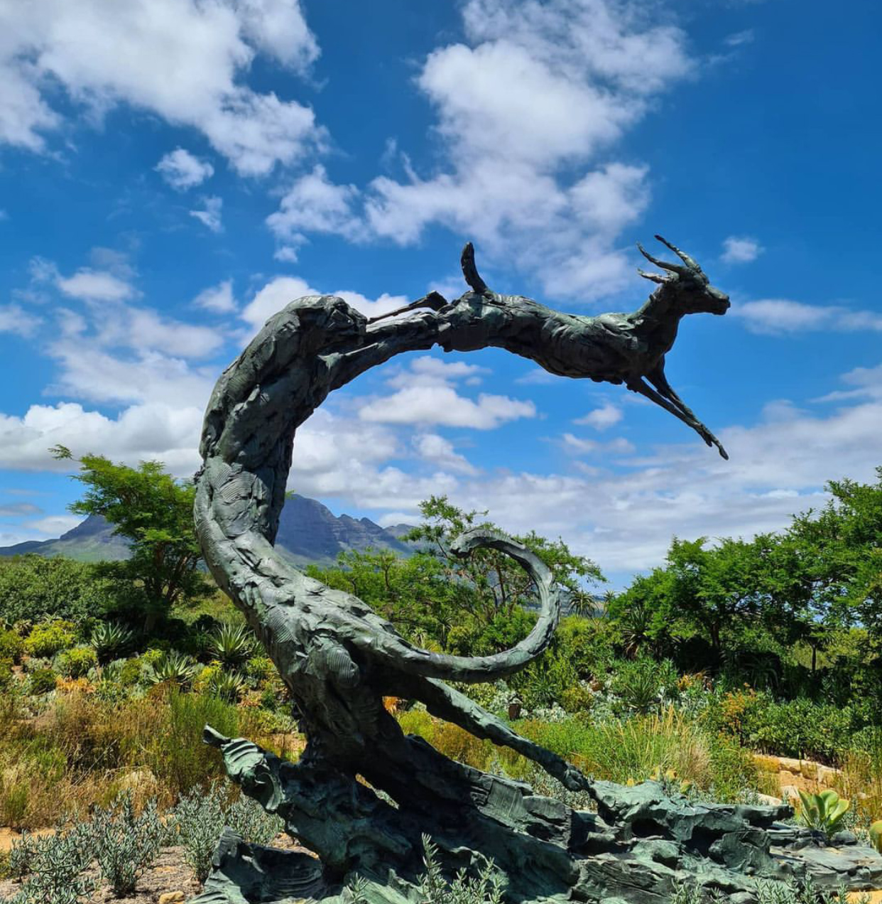 Nature Art Animal Design Jumping Goat Bronze Statue