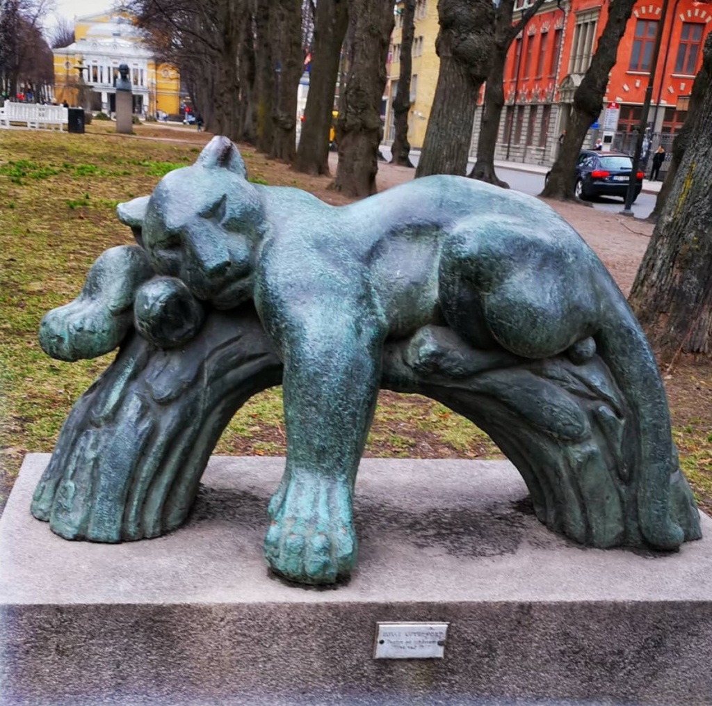 Bronze sleeping lion