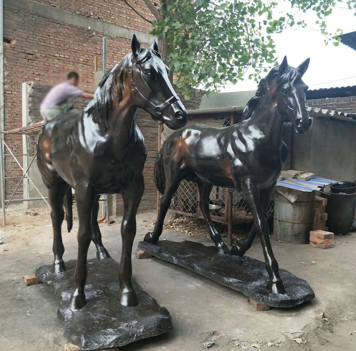 Bronze horse garden sculpture