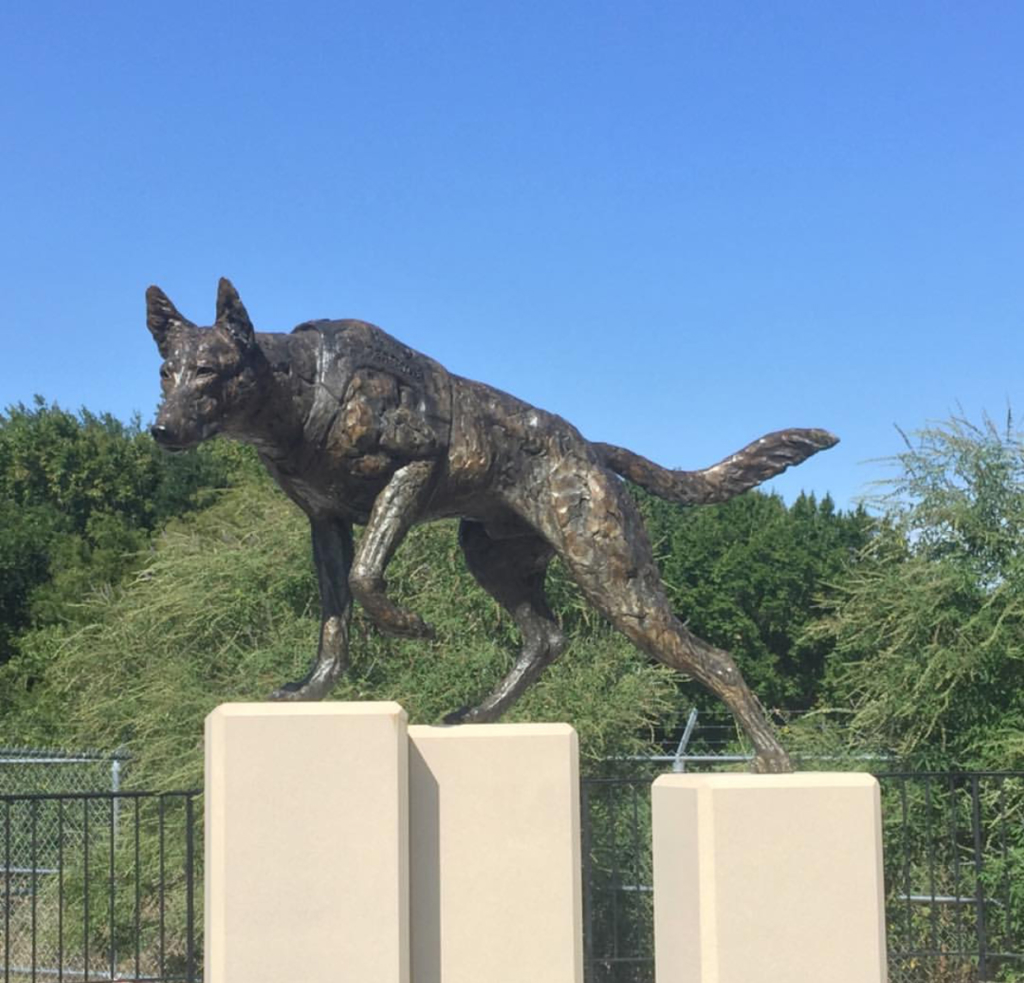 Bronze hound sculpture