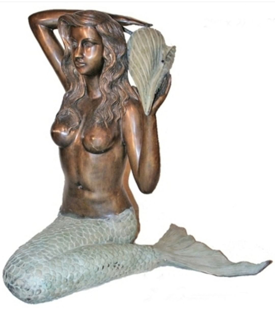 Bronze mermaid fountain sculpture