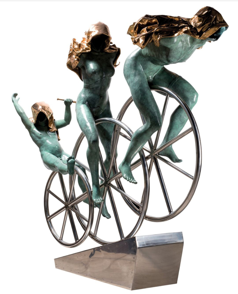 Bronze riding sculpture