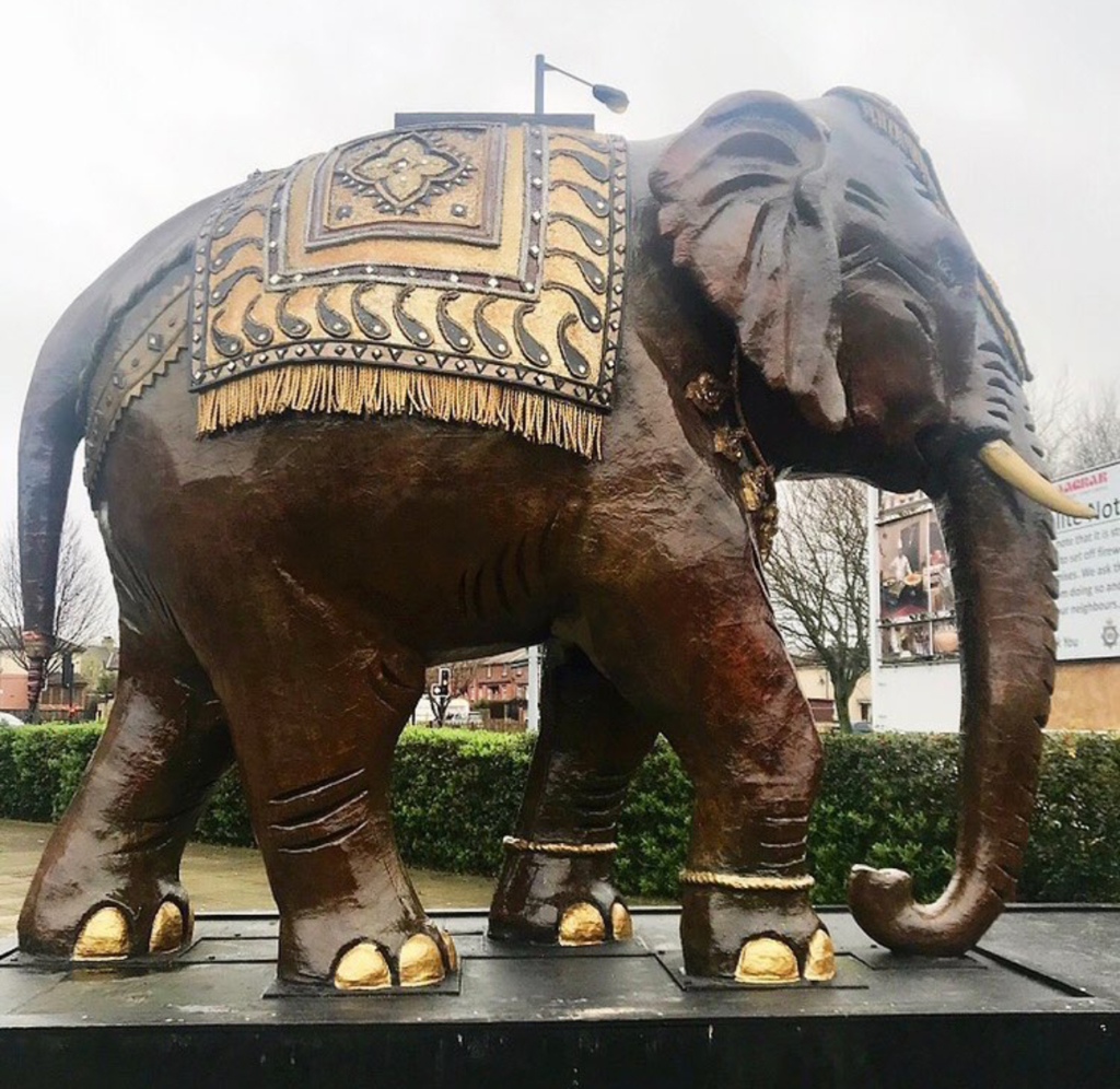 Large bronze elephant sculpture