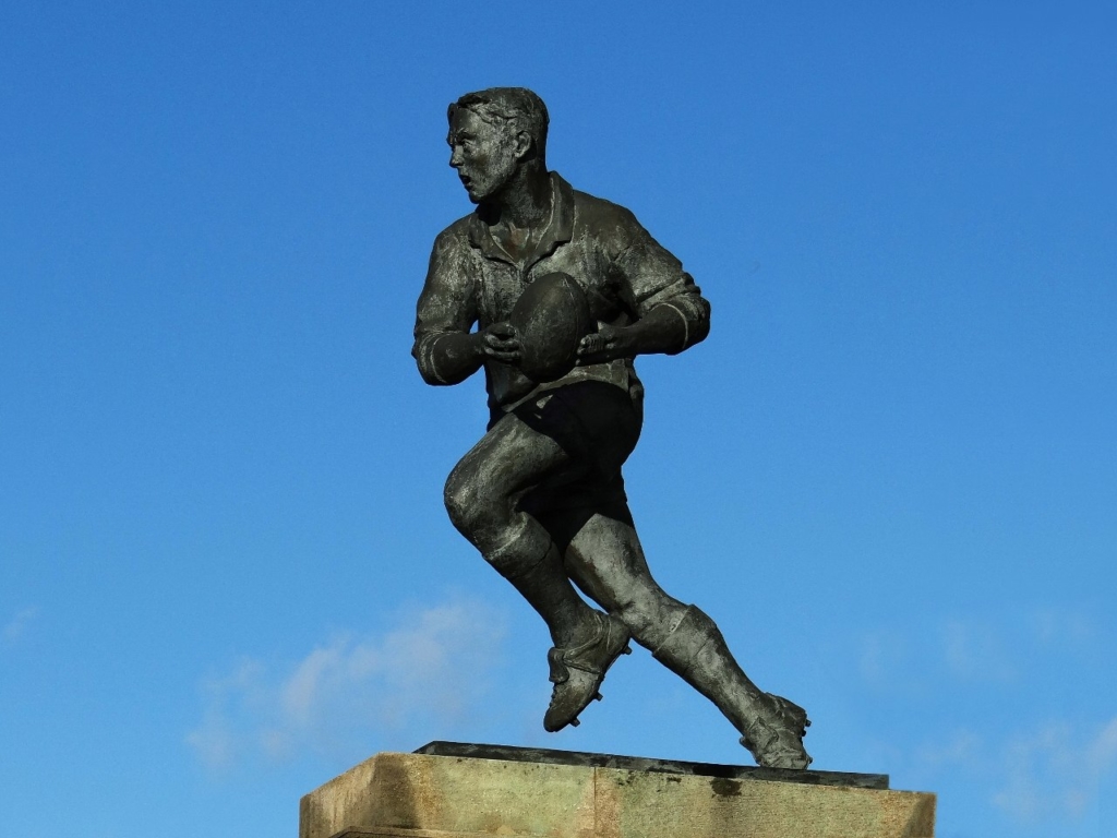 Rugby player statue