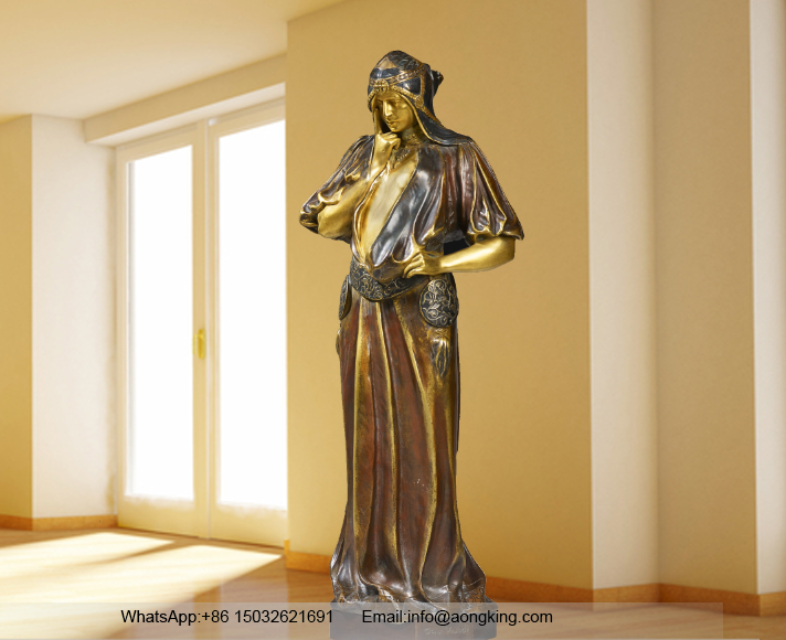 art nouveau bronze sculpture of lady