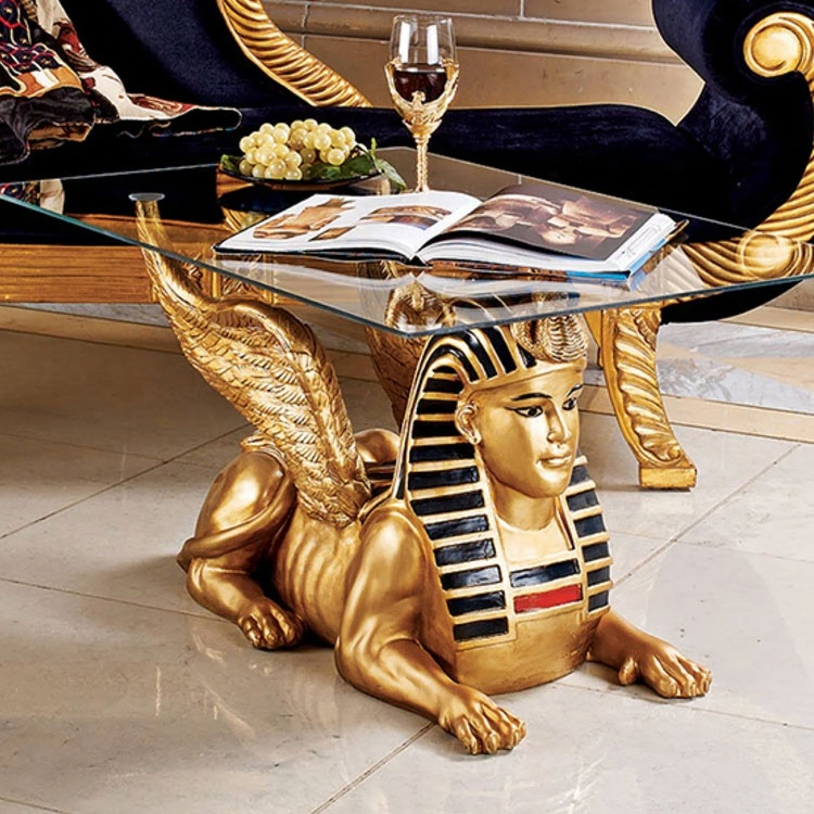Bronze Sphinx Coffee Table Glass