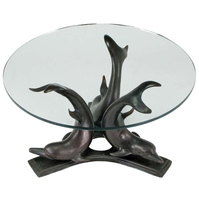 bronze dolphins coffee table rustic