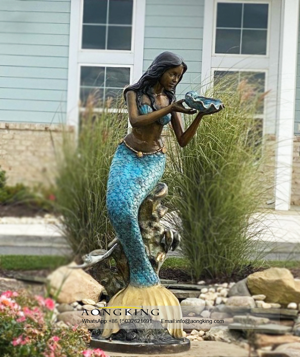 bronze outdoor mermaid fountain