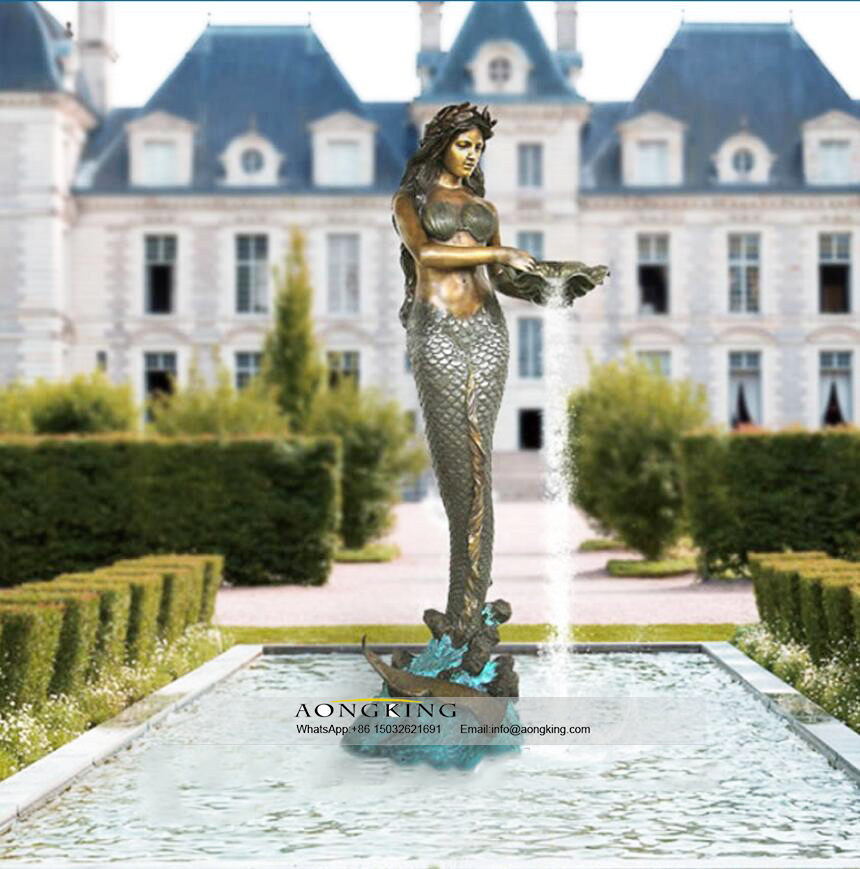 bronze mermaid statue fountain