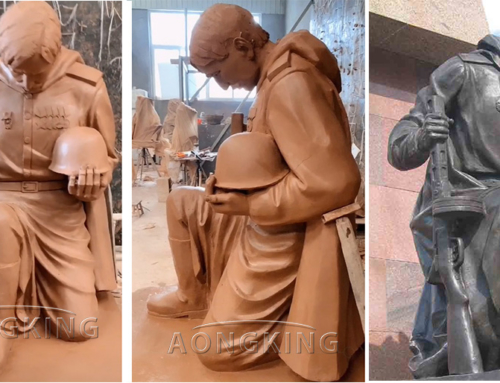 Life size military statues of a kneeling soldier for sale