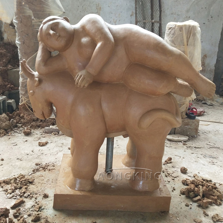 custom lady on horse sculpture of botero