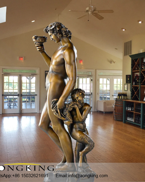 Roman god of wine life size bacchus bronze sculpture for vineyard