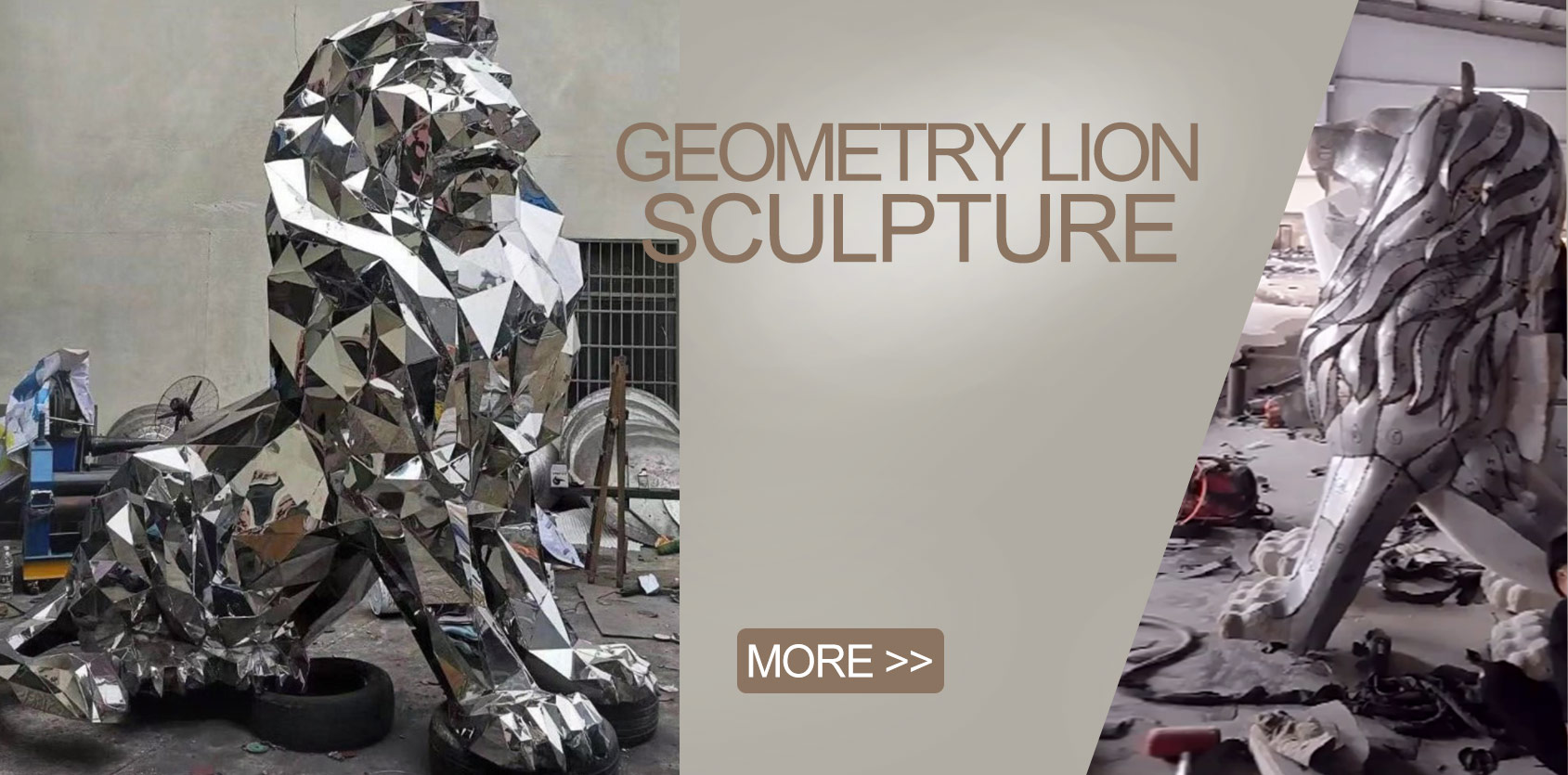 geometry lion sculpture