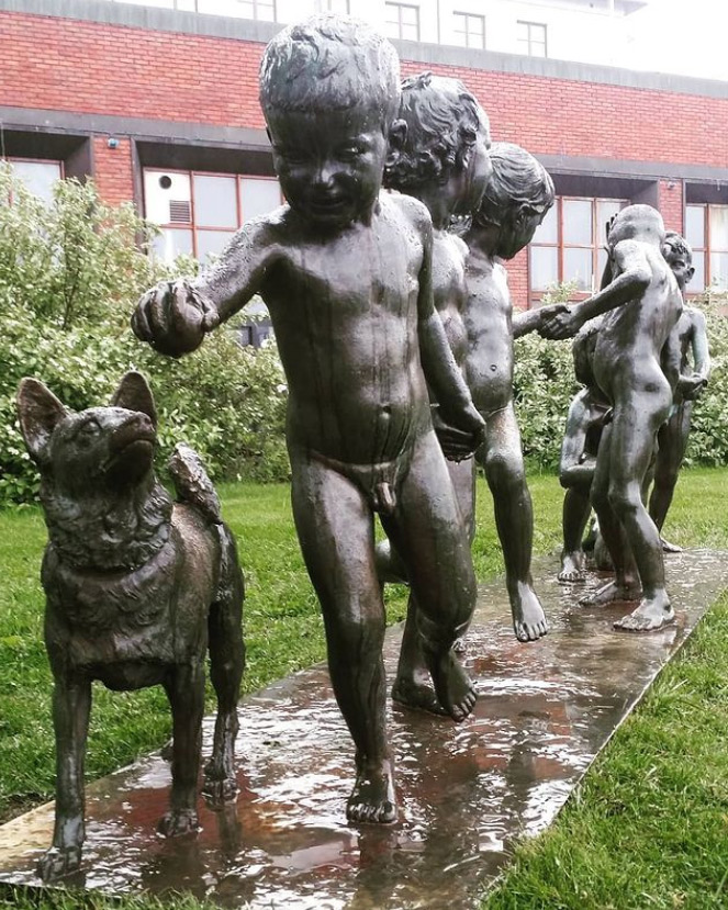 little boy garden statues