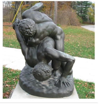 bronze wrestling sculpture