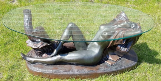femme sculpture bronze table base
