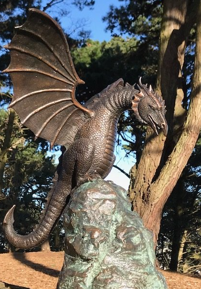 standing bronze dragon sculpture fountain
