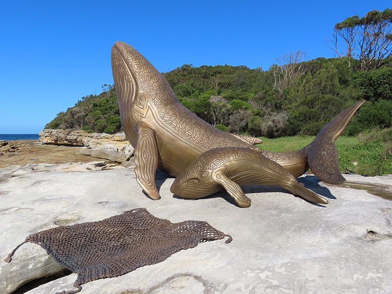whale bronze sculptures (2)