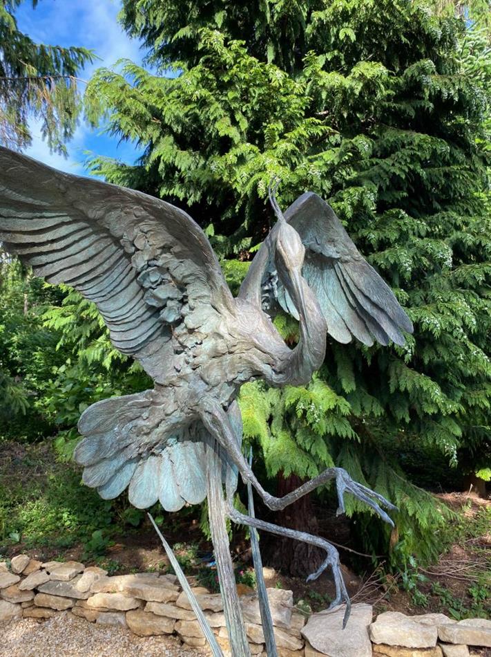 bronze polish bronze crane fountain