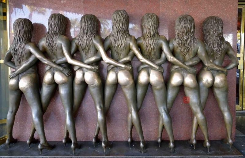 brozne show crazy girls relief statue