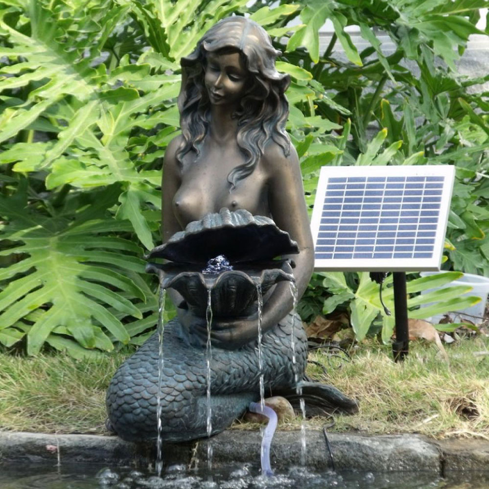sitting mermaid statue water fountain
