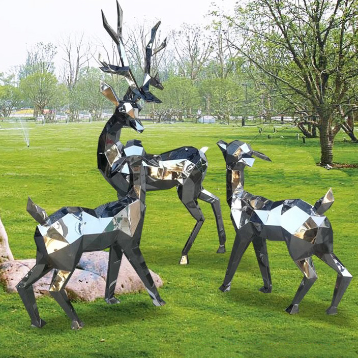 abstract stainless deer sculpture