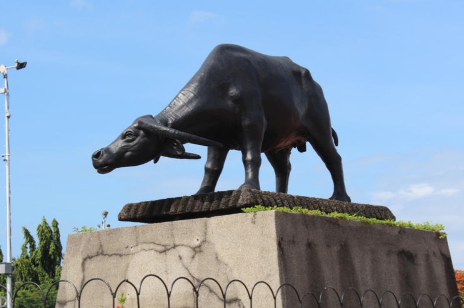 bronze sculpture water bull buffalo