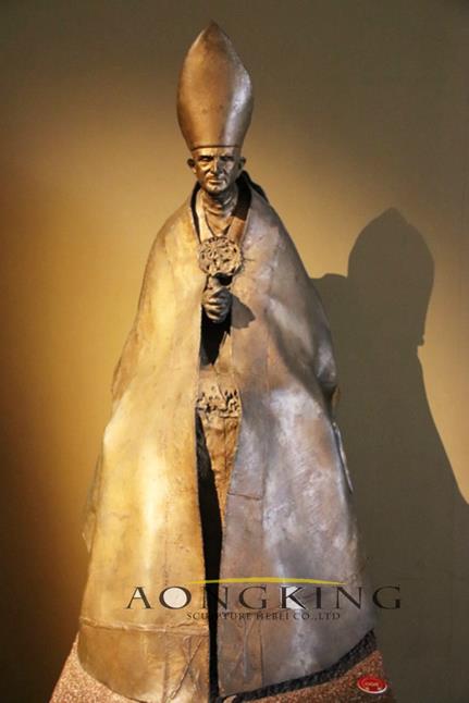 bronze Pope Paul sixth sculpture