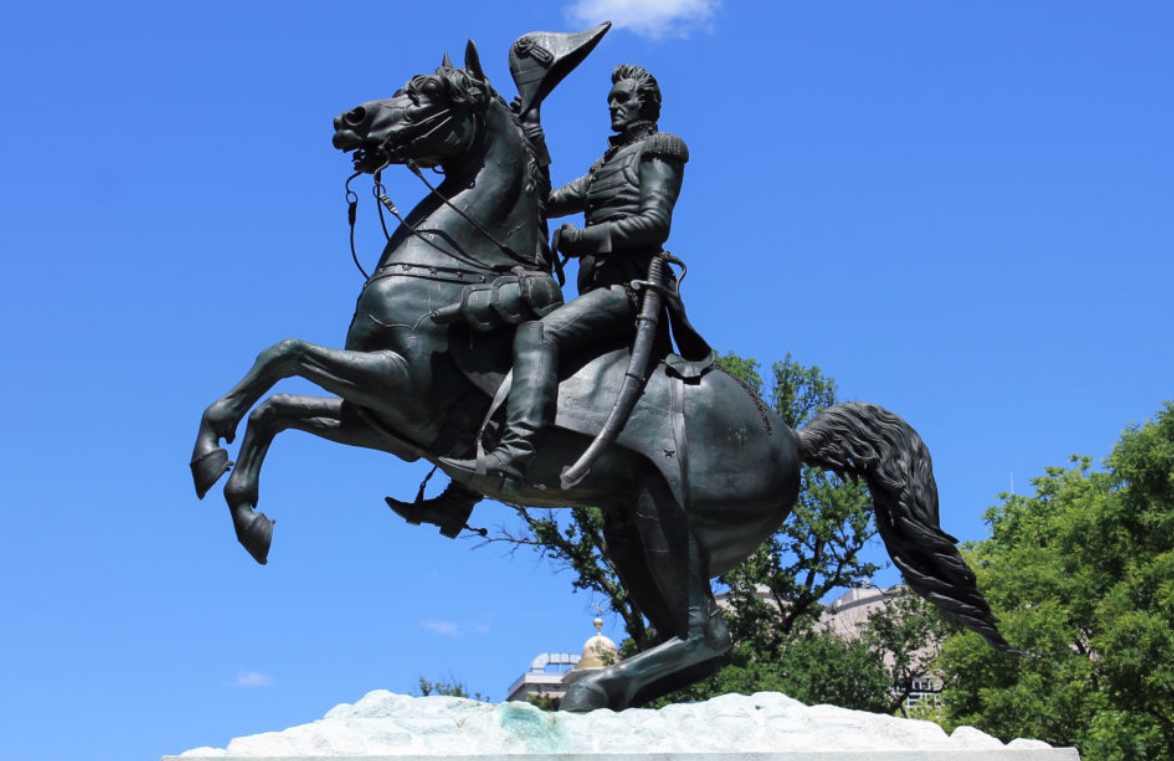Andrew Jackson riding bronze sculpture