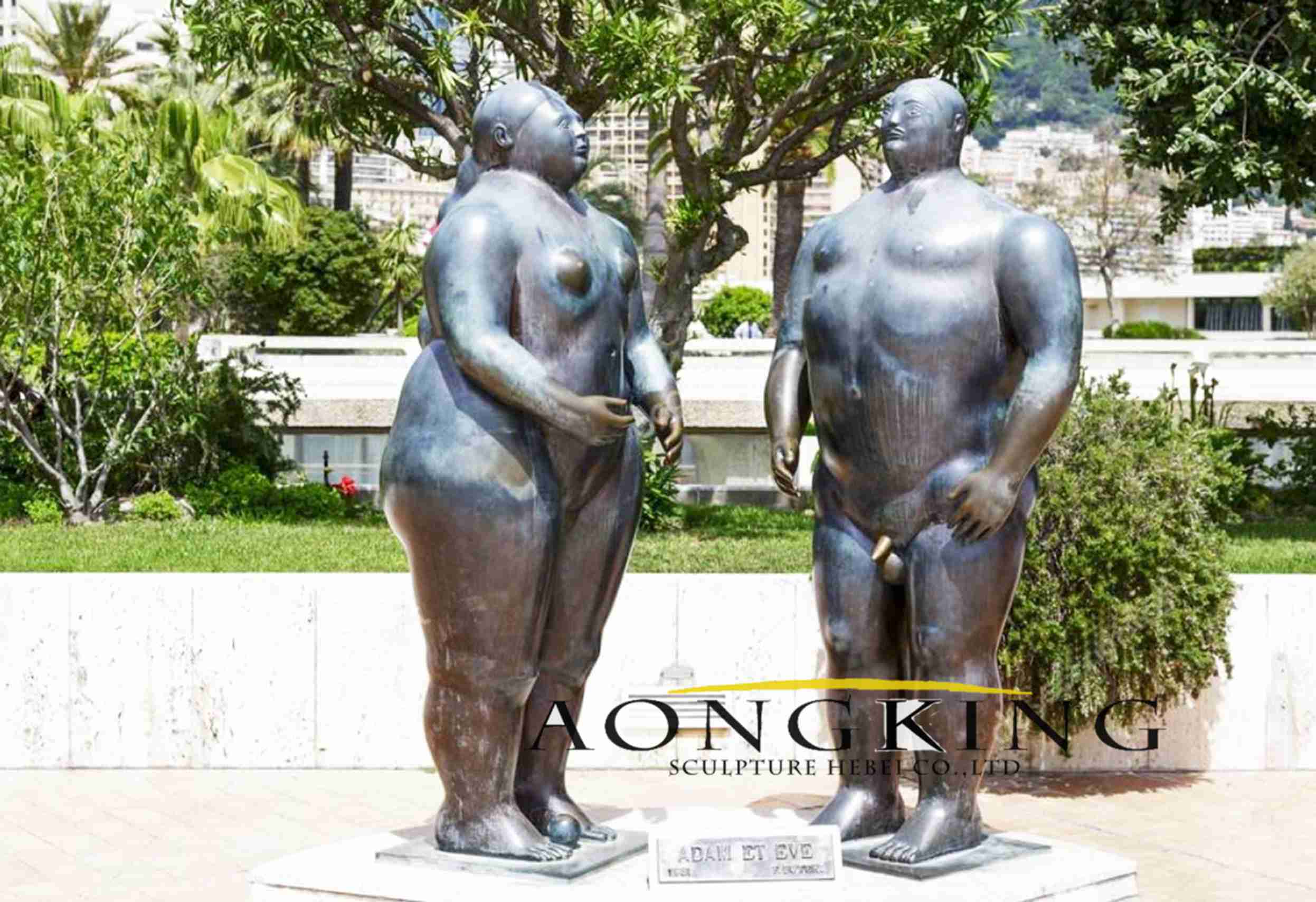 Bronze Botero Sculpture of Adam and Eve in Monte