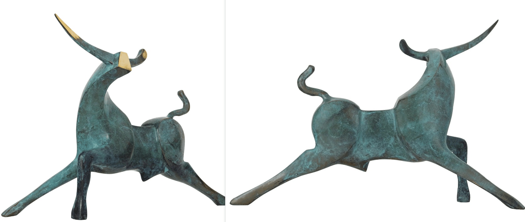 Patina Moroccan Middle East Style bull sculpture