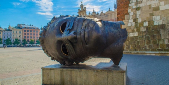 krakow poland europe sculpture head bronze